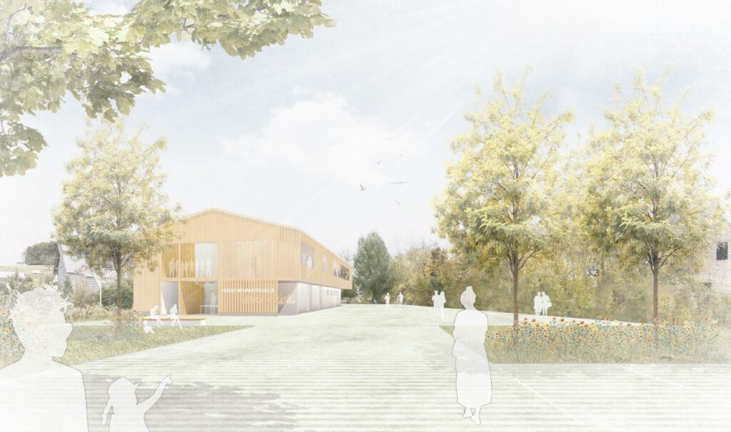 Ansicht des Dorfgemeinschaftshauses Eichen von Schaudt Architekten